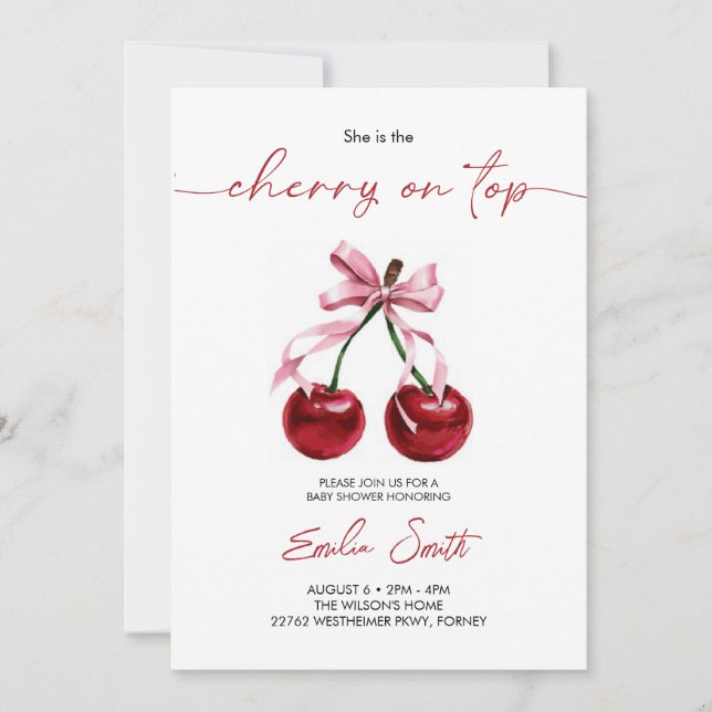  Cherry on Top Baby Shower Invitation (Front)
