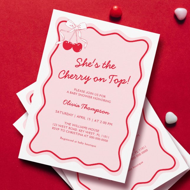 Cherry on Top Baby Shower Invitation (Creator Uploaded)