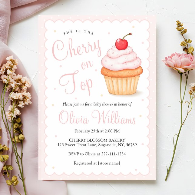 Cherry on Top Baby Shower Invitation (Creator Uploaded)