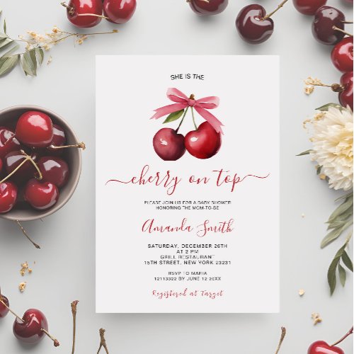 Cherry On Top Baby Shower Invitation 