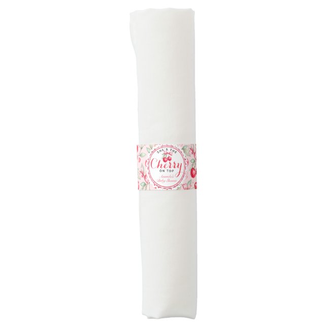 Cherry on Top Baby Shower Napkin Wrap Band (Front)