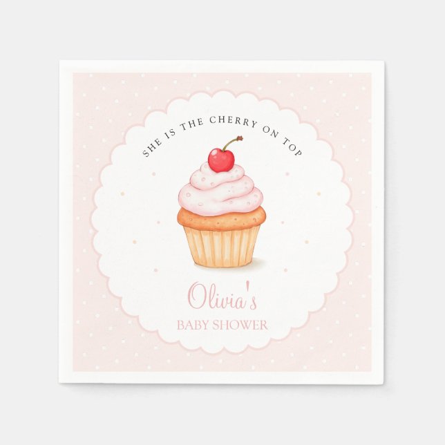 Cherry on Top Baby Shower Napkins (Front)