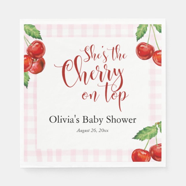 Cherry on top Baby Shower Napkins (Front)