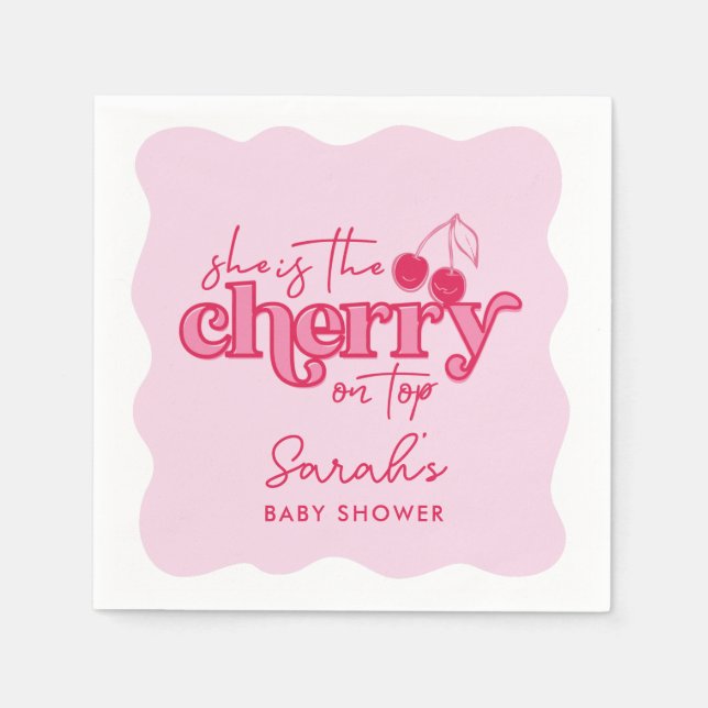 Cherry on Top Baby Shower Napkins (Front)