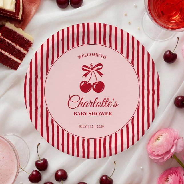 Cherry on Top Baby Shower Paper Plates (Creator Uploaded)