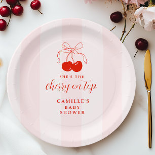 Cherry on Top Baby Shower Paper Plates