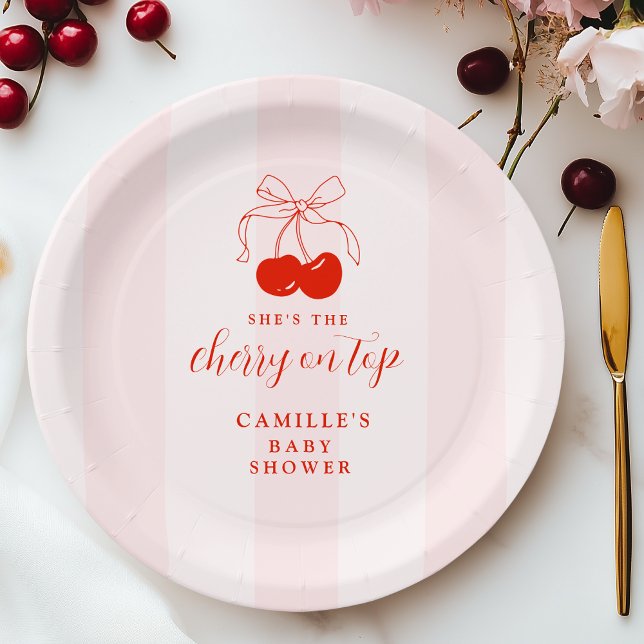 Cherry on Top Baby Shower Paper Plates (Creator Uploaded)