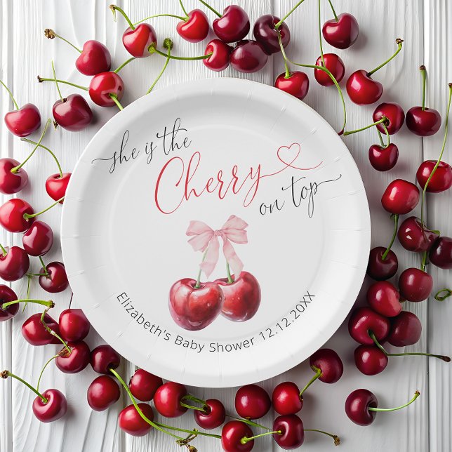 Cherry on Top Baby Shower Paper Plates (Creator Uploaded)