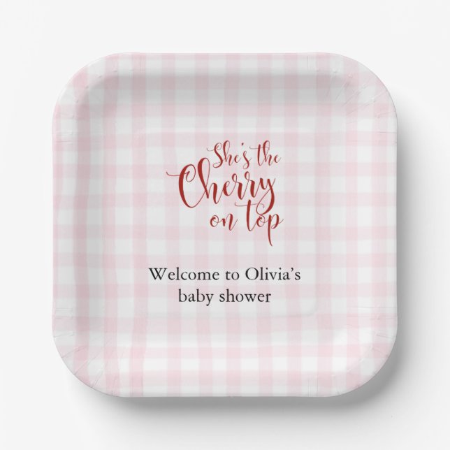 Cherry on top Baby Shower Paper Plates (Front)