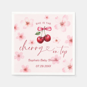 Cherry On Top Baby Shower Pink Cherry Blossom Napkins