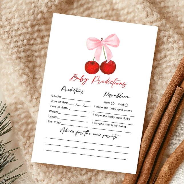 Cherry on Top Baby Shower Predictions Game (Coquette Cherry on Top Baby Shower Game)