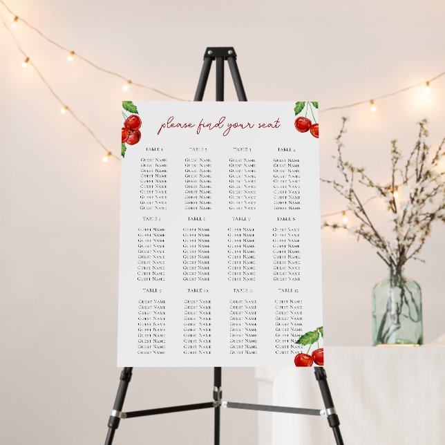Cherry on top Baby Shower Seating Chart Foam Board (In Situ (Stand))