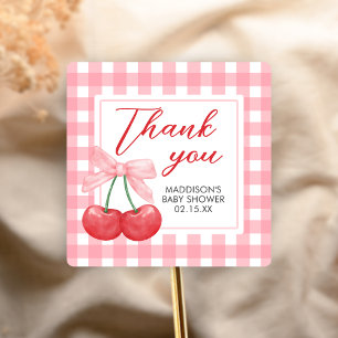 Cherry on Top Baby Shower Square Sticker