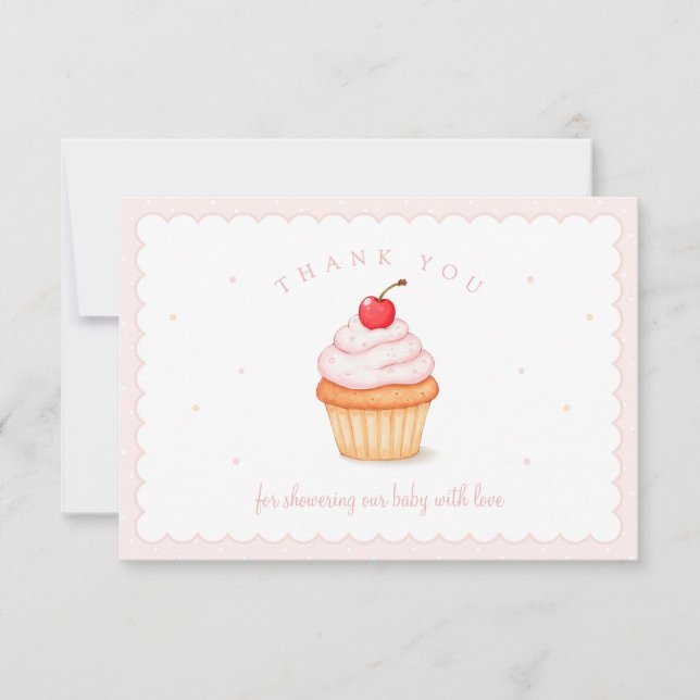 Cherry on Top Baby Shower Thank You Card (Front)