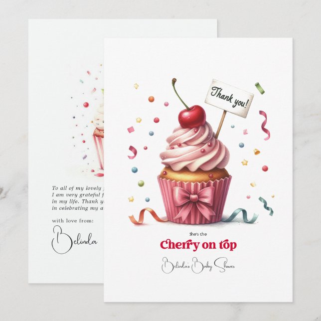 Cherry On Top Baby Shower Thank You Card (Front/Back)