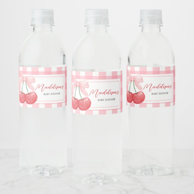 Cherry on Top Baby Shower Water Bottle Label (Bottles)
