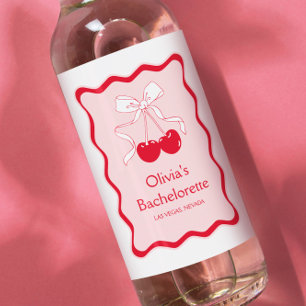 Cherry On Top Bachelorette Party Mini Champagne Wine Label