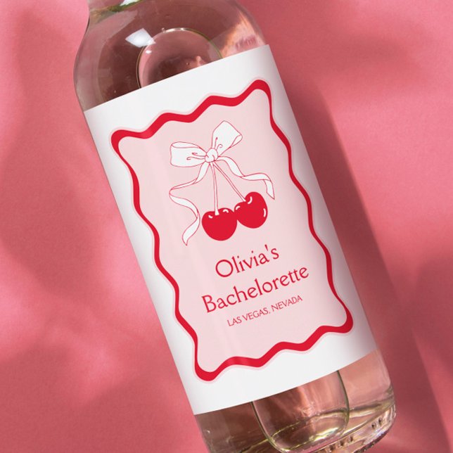 Cherry On Top Bachelorette Party Mini Champagne Wine Label (Creator Uploaded)
