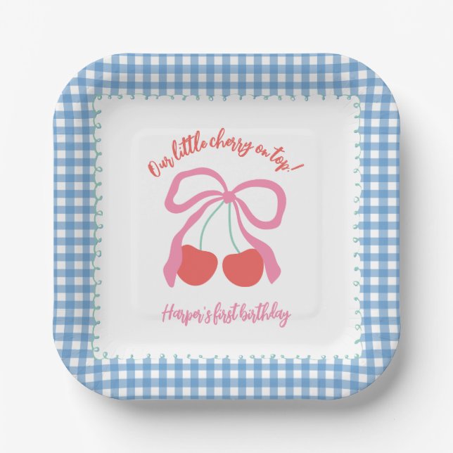 Cherry on Top Birthday Paper Plates (Front)