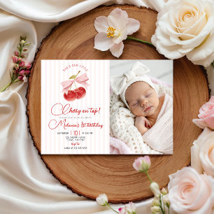 Cherry on Top Birthday Photo Invite