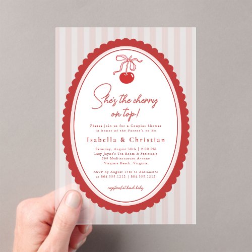 Cherry on Top  Bow All in One Couples Shower Acrylic Invitations