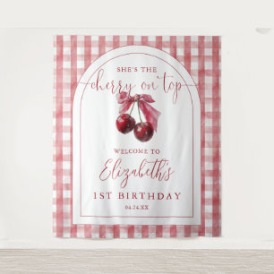 Cherry On Top Bow Birthday Photo Backdrop