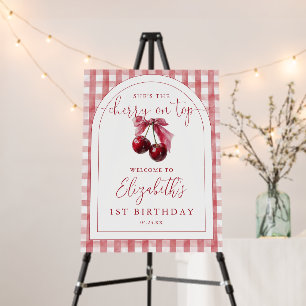 Cherry On Top Bow Birthday Welcome Sign