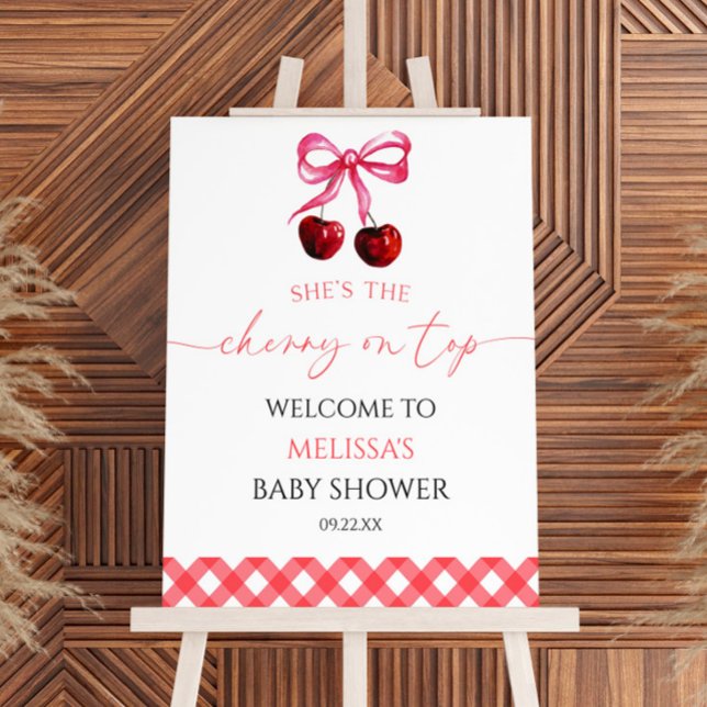 Cherry On Top Bow Cherry Baby Shower Welcome Sign (Creator Uploaded)