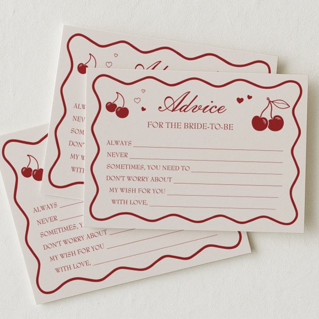 Cherry On Top Bridal Shower Advice Card (Creator Uploaded)