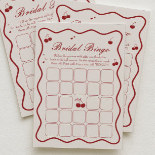 Cherry On Top Bridal Shower Bingo Game Card