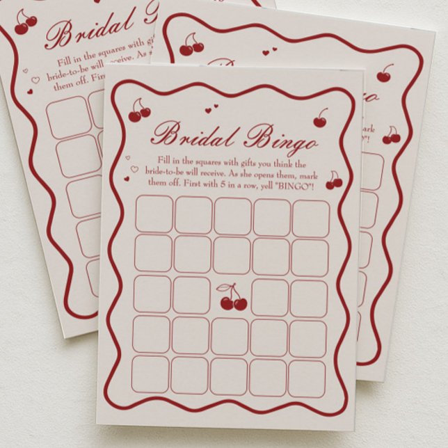 Cherry On Top Bridal Shower Bingo Game Card (Creator Uploaded)