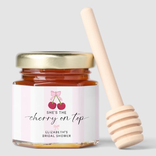 Cherry On Top Bridal Shower Coquette Bow  Stripes