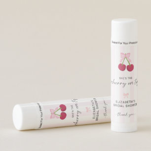 Cherry On Top Bridal Shower Coquette Bow Stripes Lip Balm