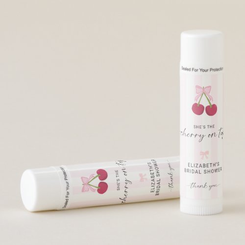 Cherry On Top Bridal Shower Coquette Bow Stripes