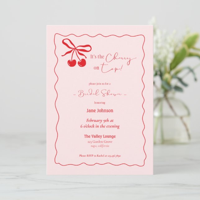 Cherry On Top Bridal Shower Invitation (Standing Front)