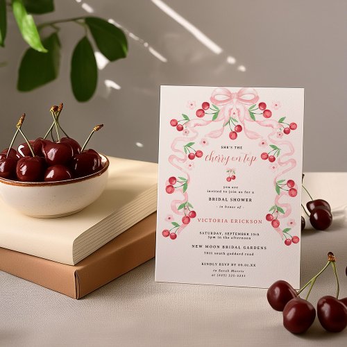 Cherry on Top  Bridal Shower  Invitation