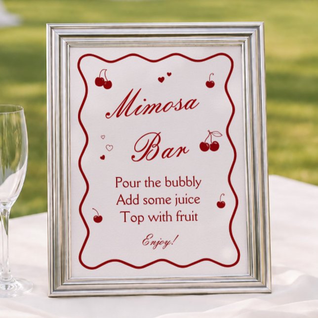 Cherry On Top Bridal Shower Mimosa Bar Poster (Creator Uploaded)