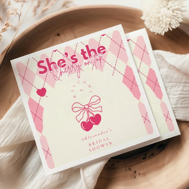 Cherry On Top Bridal Shower Napkins (Creator Uploaded)