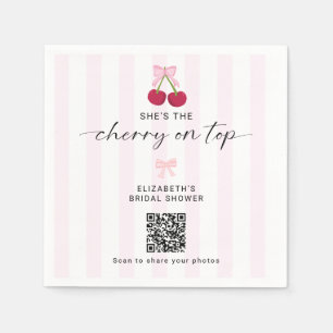 Cherry On Top Bridal Shower QR Code Share Photos Napkins