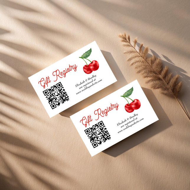 Cherry on top bridal shower QR gift registry Enclosure Card (Cherry on top cherry bridal shower QR gift registry Enclosure Card cherry gift registry cards)