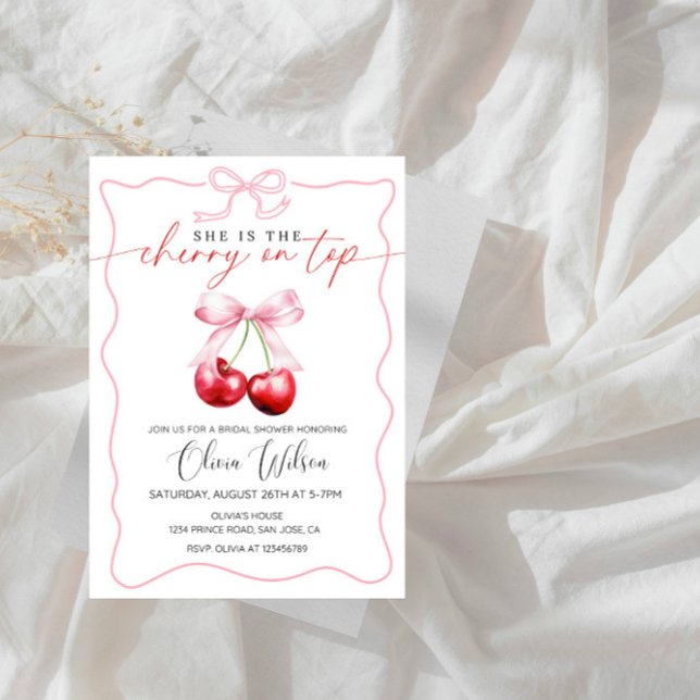 Cherry on Top Bridal Shower- Sweet & Elegant Party Invitation (Creator Uploaded)