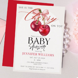Cherry on Top Chic Coquette Bridal Shower Invitation