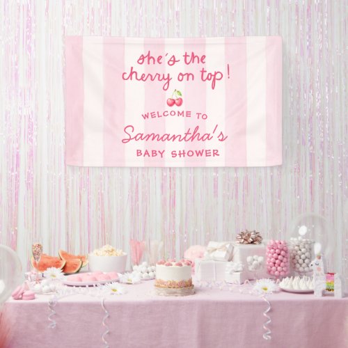 Cherry On Top Coquette Baby Shower Banner