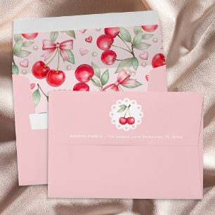 Cherry on Top Coquette Baby Shower Liner & Envelope