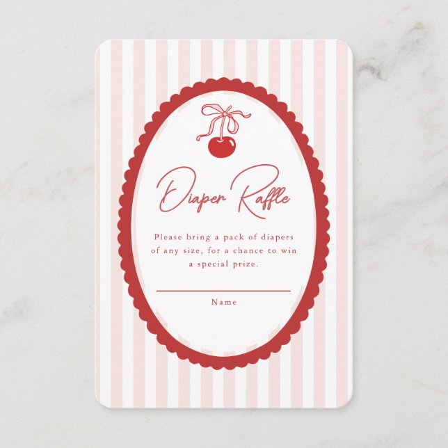 Cherry on Top Coquette Bow Baby Shower  Enclosure Card (Front)