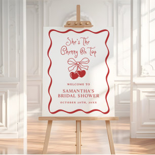 Cherry On Top Coquette Bridal Shower Welcome Sign