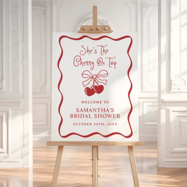 Cherry On Top Coquette Bridal Shower Welcome Sign (Creator Uploaded)