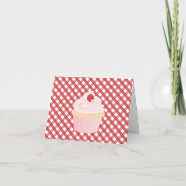 Cherry on Top Cupcake Thank You Card (Front)