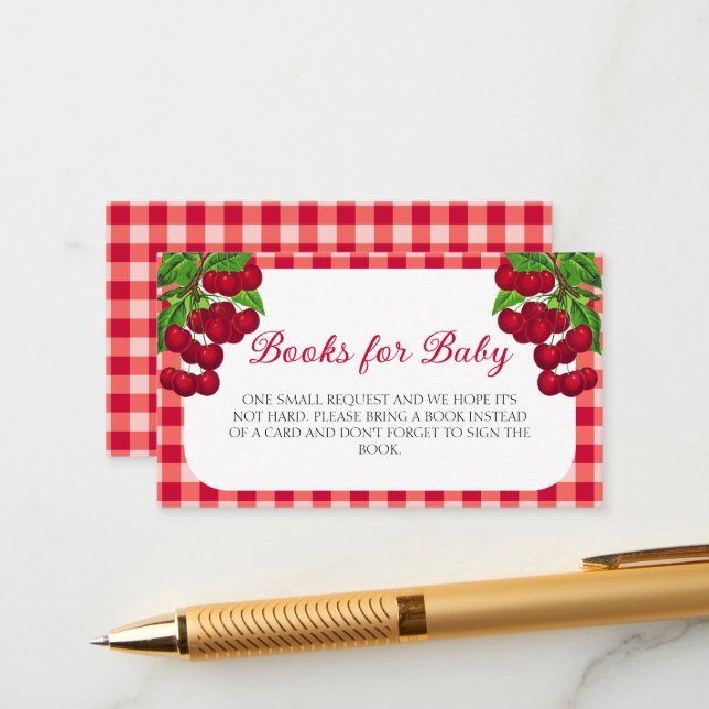 Cherry on top Fall Gingham Plaid Books for Baby  Enclosure Card (Front/Back In Situ)