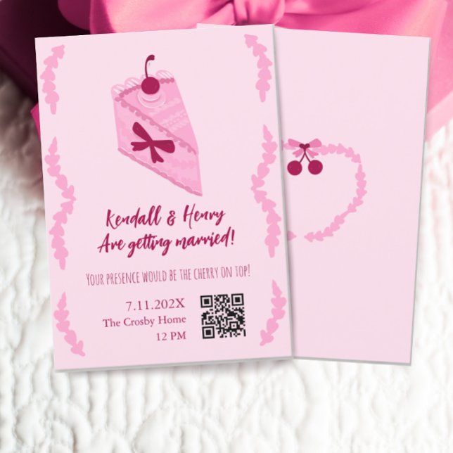Cherry on Top Fun Bridal Shower QR Code Invitation (Creator Uploaded)
